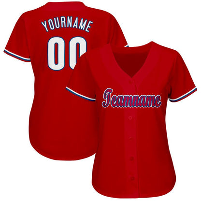 Custom Red White-Royal Baseball Jersey - Sky-Custom