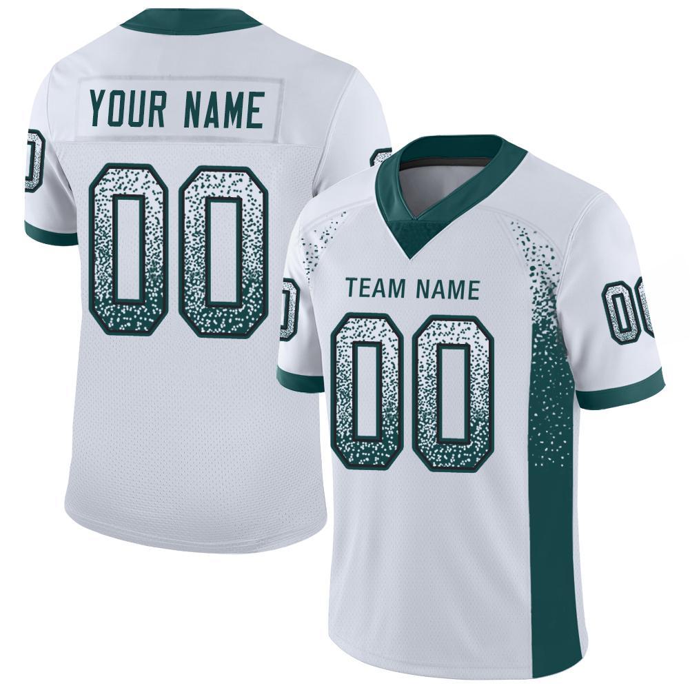 Custom White Midnight Green-Black Mesh Drift Fashion Football Jersey - Sky-Custom