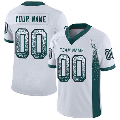 Custom White Midnight Green-Black Mesh Drift Fashion Football Jersey - Sky-Custom