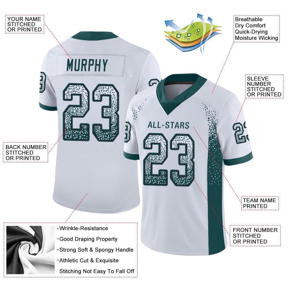 Custom White Midnight Green-Black Mesh Drift Fashion Football Jersey - Sky-Custom