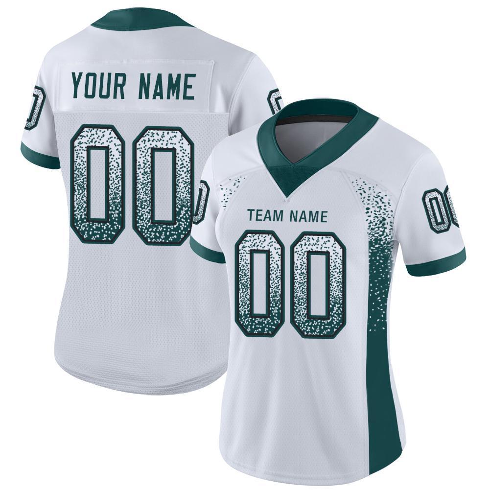 Custom White Midnight Green-Black Mesh Drift Fashion Football Jersey - Sky-Custom