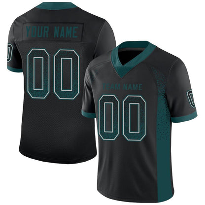 Custom Black Midnight Green-Gray Mesh Drift Fashion Football Jersey - Sky-Custom