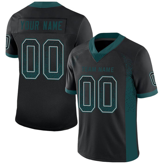 Custom Black Midnight Green-Gray Mesh Drift Fashion Football Jersey - Sky-Custom