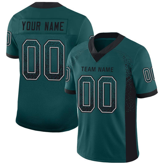 Custom Midnight Green Black-White Mesh Drift Fashion Football Jersey - Sky-Custom