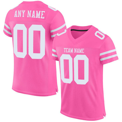 Custom Pink White Mesh Authentic Football Jersey - Sky-Custom
