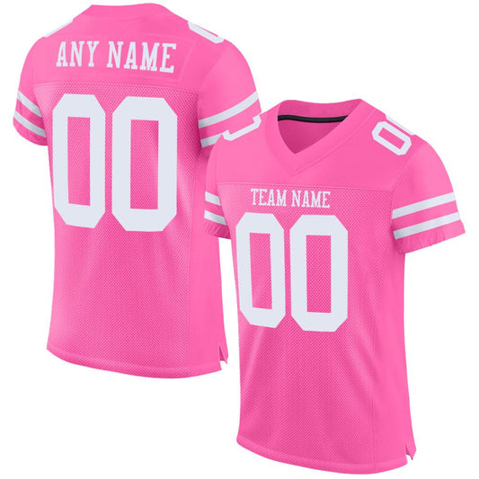 Custom Pink White Mesh Authentic Football Jersey - Sky-Custom