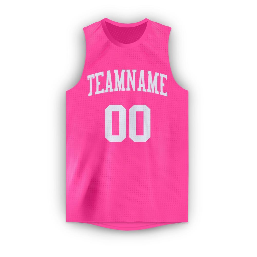 Custom Pink White Round Neck Basketball Jersey - Sky-Custom