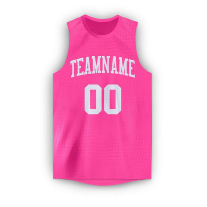 Custom Pink White Round Neck Basketball Jersey - Sky-Custom