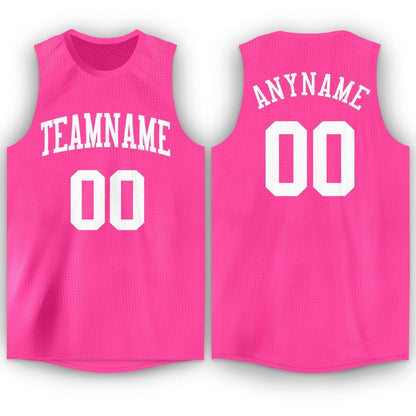 Custom Pink White Round Neck Basketball Jersey - Sky-Custom