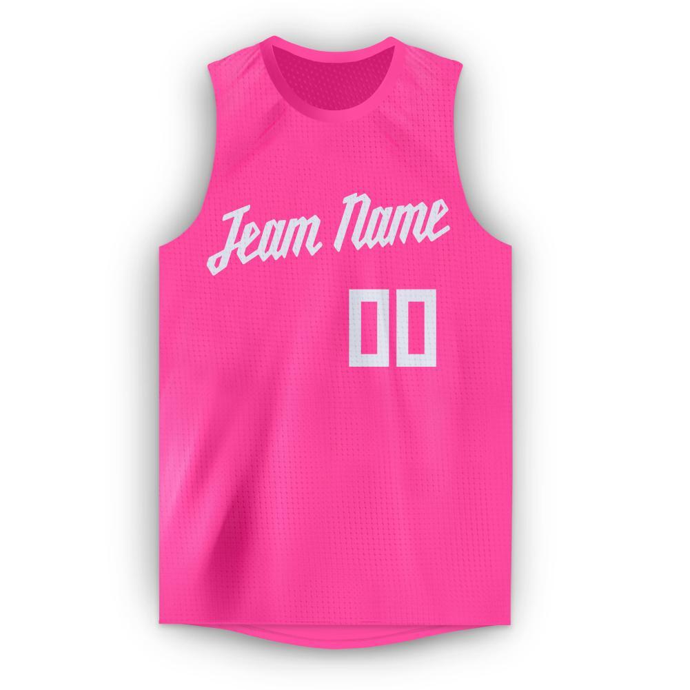Custom Pink White Round Neck Basketball Jersey - Sky-Custom