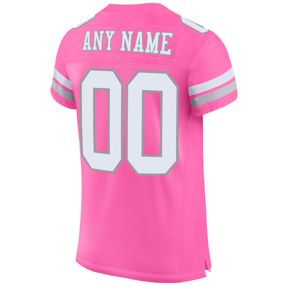Custom Pink White-Light Gray Mesh Authentic Football Jersey - Sky-Custom