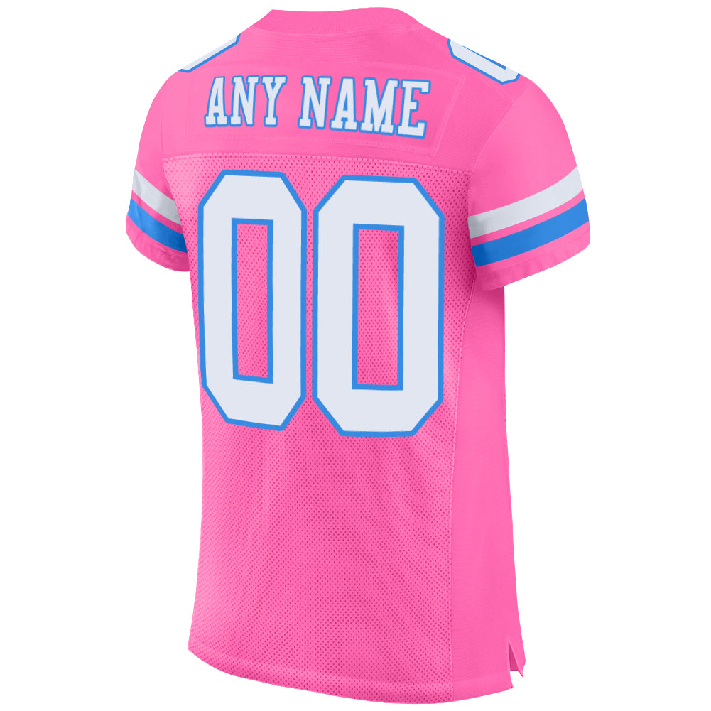 Custom Pink White-Powder Blue Mesh Authentic Football Jersey - Sky-Custom