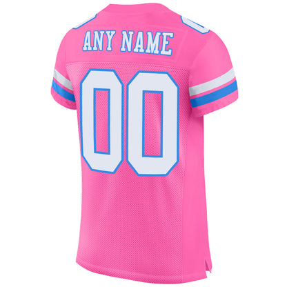 Custom Pink White-Powder Blue Mesh Authentic Football Jersey - Sky-Custom