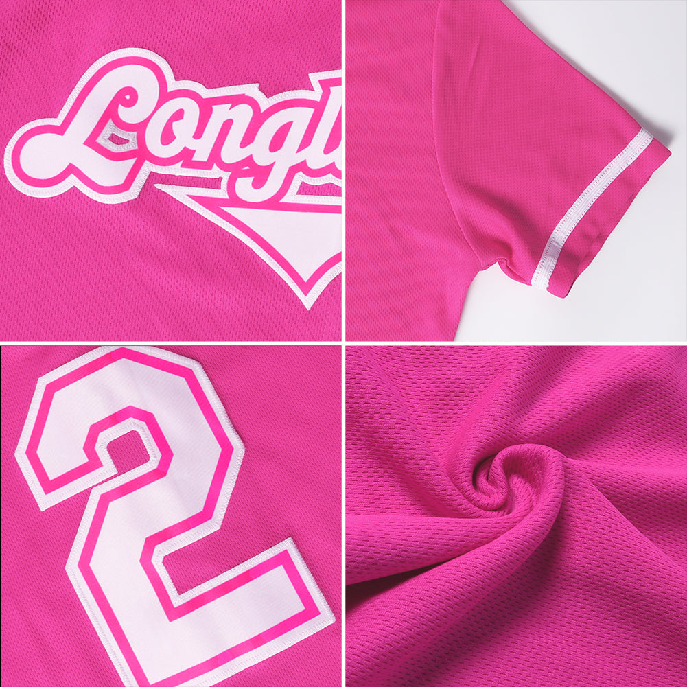 Custom Pink Gray-White Authentic Baseball Jersey - Sky-Custom