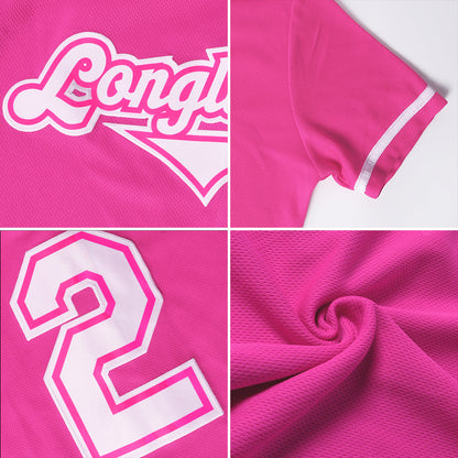 Custom Pink Gray-White Authentic Baseball Jersey - Sky-Custom