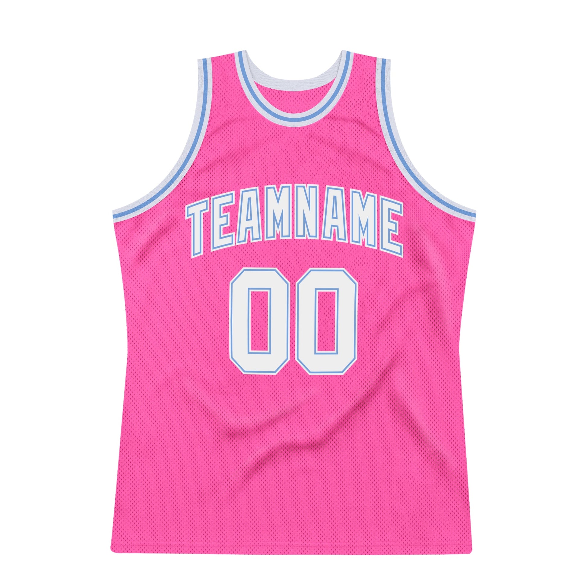 Custom Pink White-Light Blue Authentic Throwback Basketball Jersey - Sky-Custom