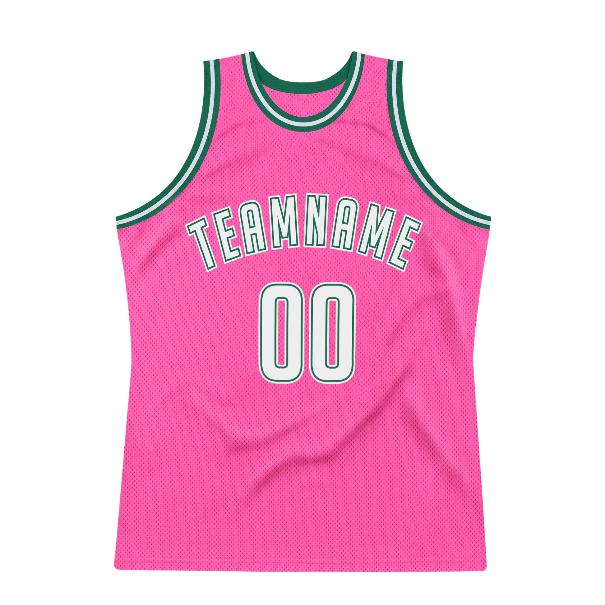 Custom Pink White-Kelly Green Authentic Throwback Basketball Jersey - Sky-Custom