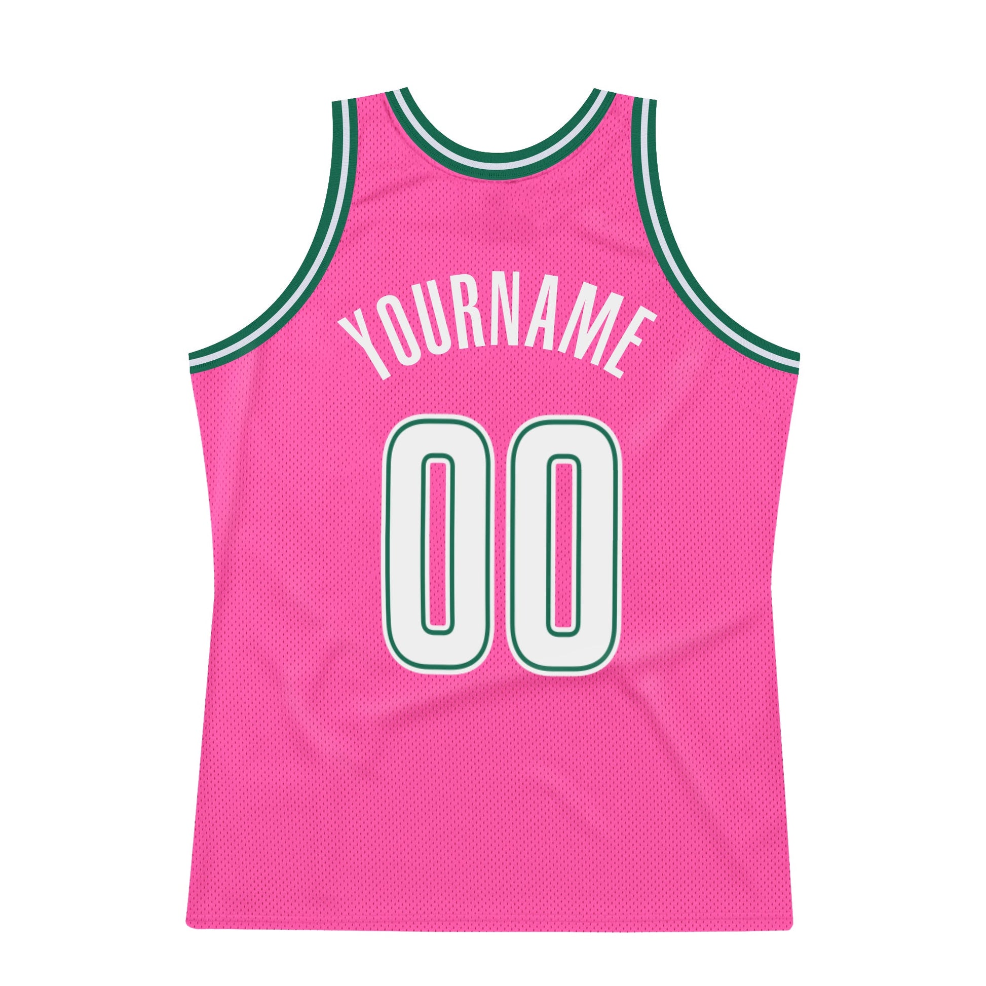 Custom Pink White-Kelly Green Authentic Throwback Basketball Jersey - Sky-Custom