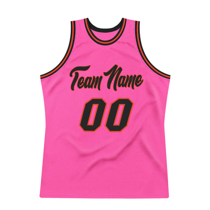 Custom Pink Black-Orange Authentic Throwback Basketball Jersey - Sky-Custom
