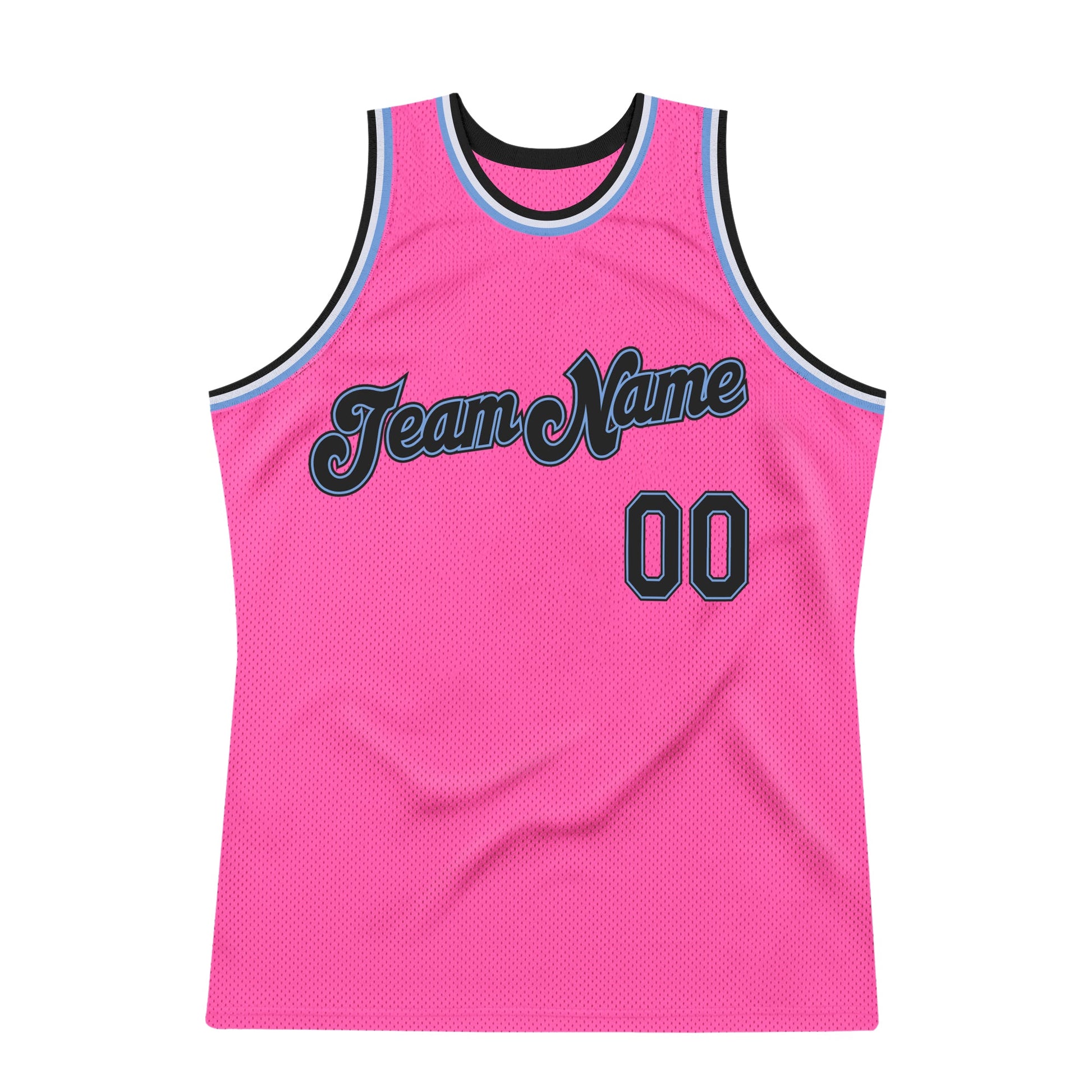 Custom Pink Black-Light Blue Authentic Throwback Basketball Jersey - Sky-Custom