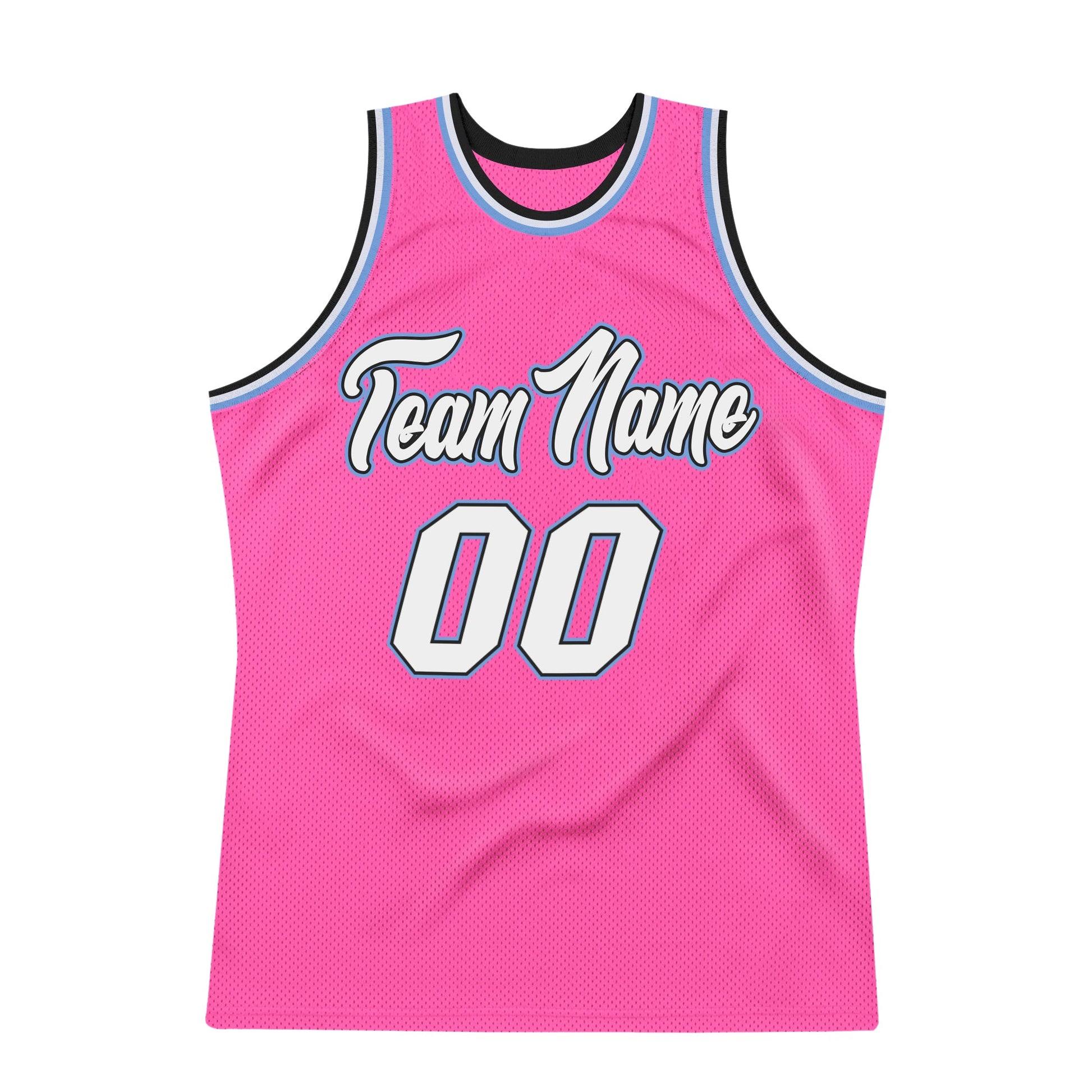 Custom Pink White-Light Blue Authentic Throwback Basketball Jersey - Sky-Custom