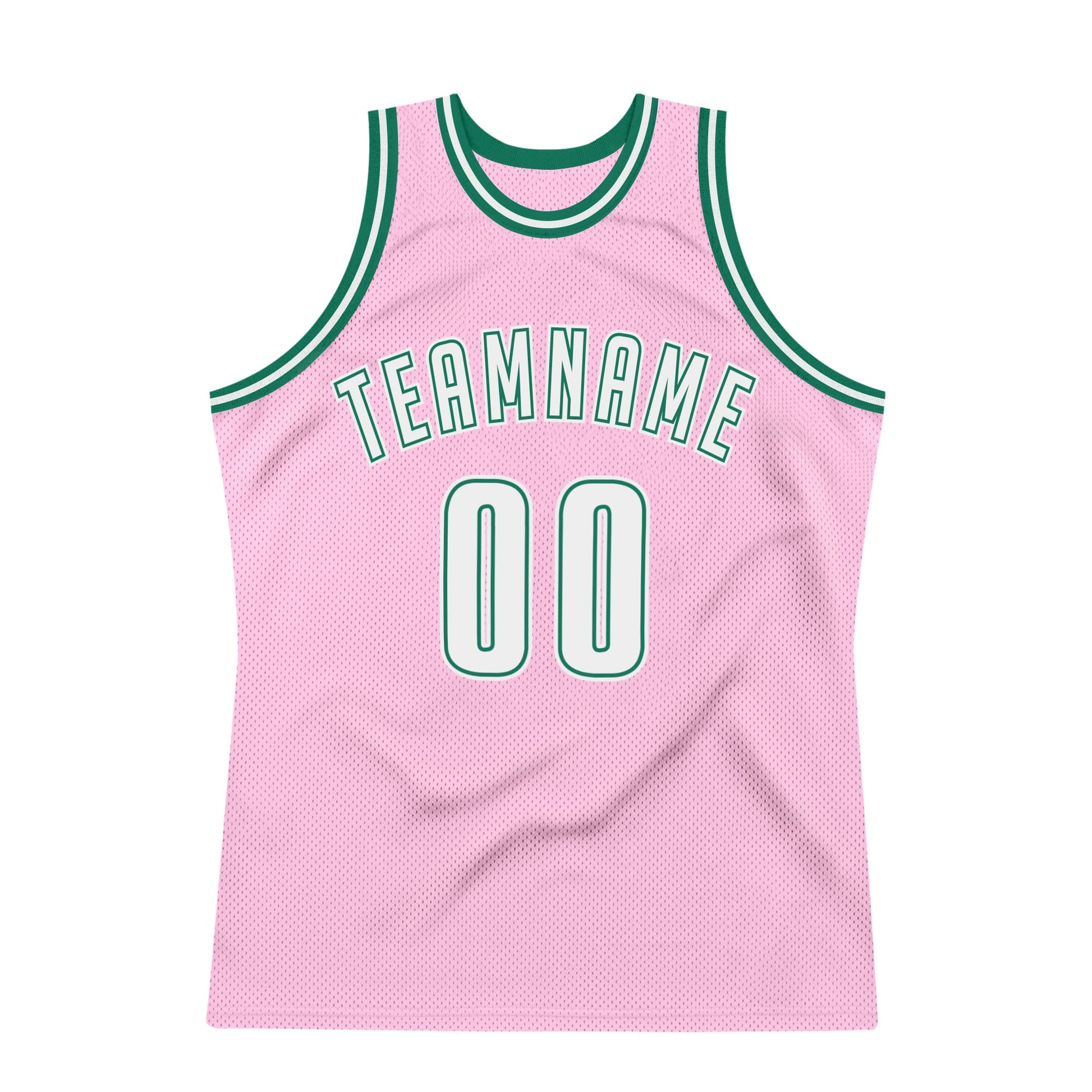 Custom Light Pink White-Kelly Green Authentic Throwback Basketball Jersey - Sky-Custom