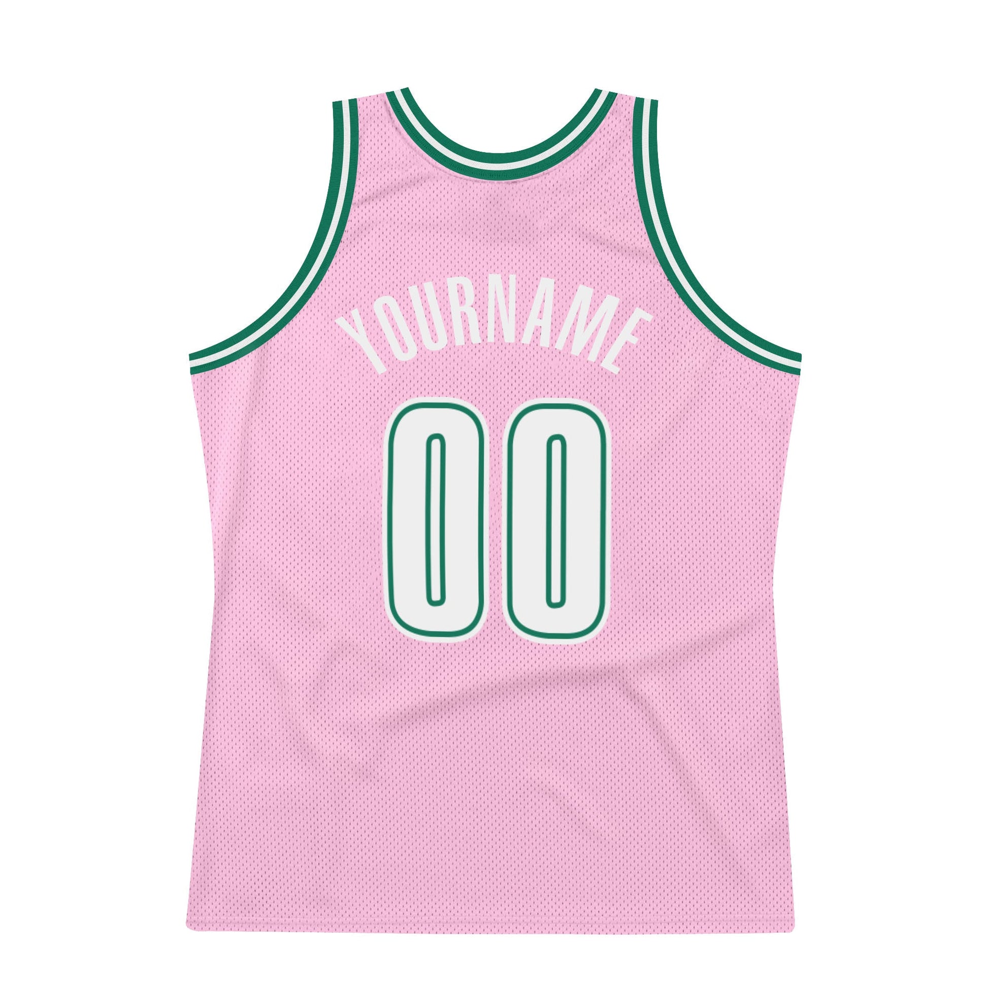 Custom Light Pink White-Kelly Green Authentic Throwback Basketball Jersey - Sky-Custom