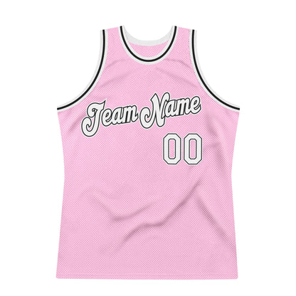 Custom Light Pink White-Black Authentic Throwback Basketball Jersey - Sky-Custom