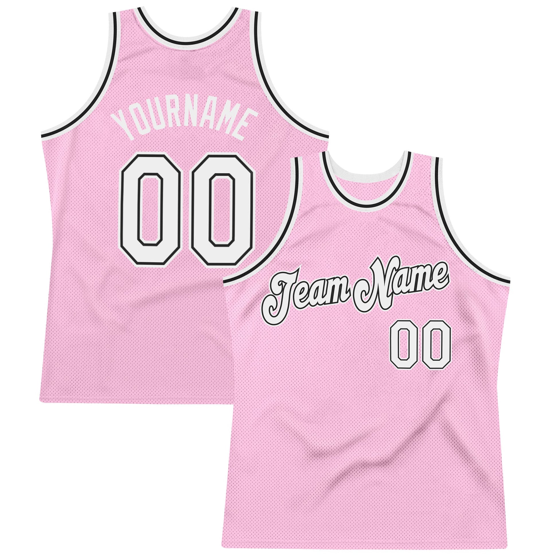 Custom Light Pink White-Black Authentic Throwback Basketball Jersey - Sky-Custom