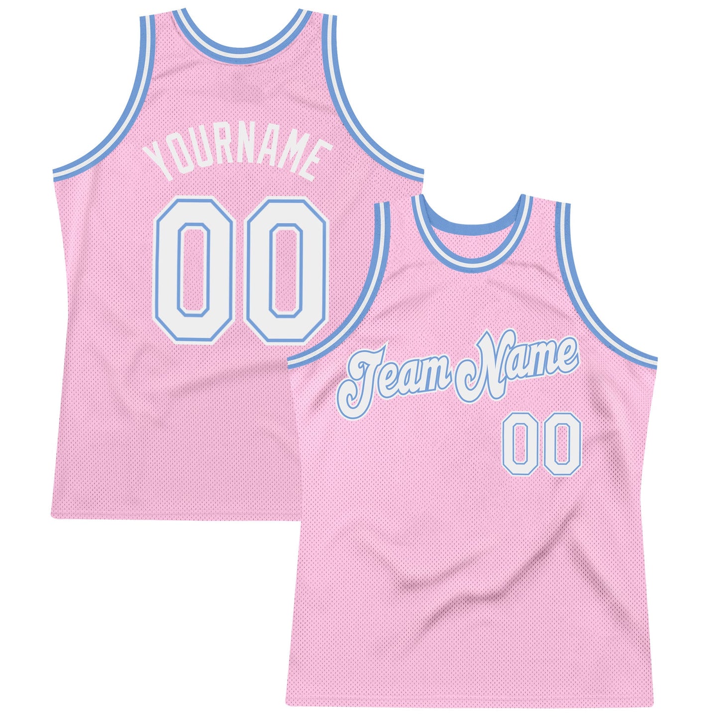 Custom Light Pink White-Light Blue Authentic Throwback Basketball Jersey - Sky-Custom
