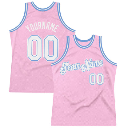 Custom Light Pink White-Light Blue Authentic Throwback Basketball Jersey - Sky-Custom