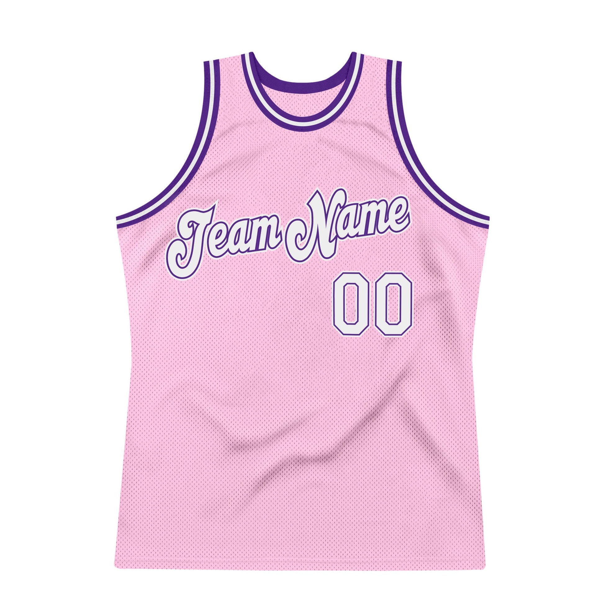 Custom Light Pink White-Purple Authentic Throwback Basketball Jersey - Sky-Custom
