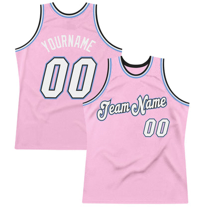 Custom Light Pink White-Light Blue Authentic Throwback Basketball Jersey - Sky-Custom