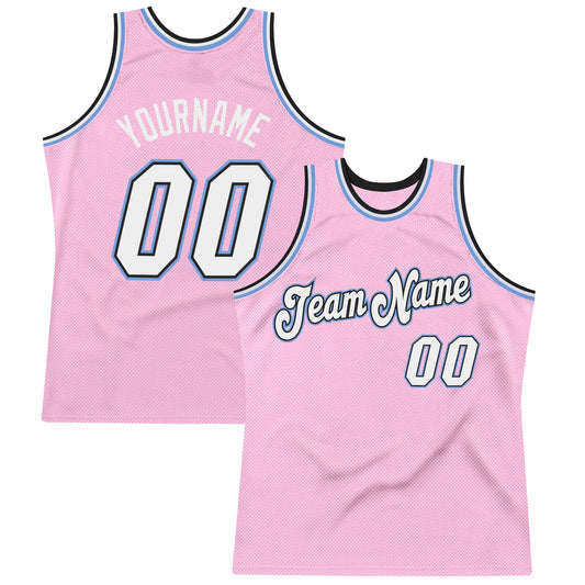 Custom Light Pink White-Light Blue Authentic Throwback Basketball Jersey - Sky-Custom
