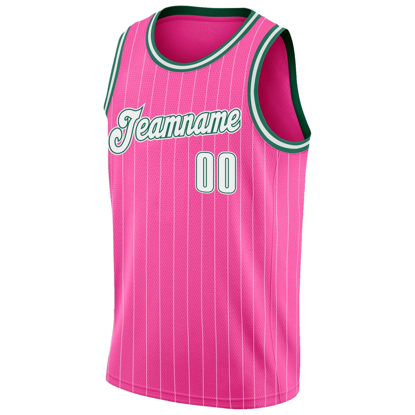Custom Pink White Pinstripe White-Kelly Green Authentic Basketball Jersey - Sky-Custom