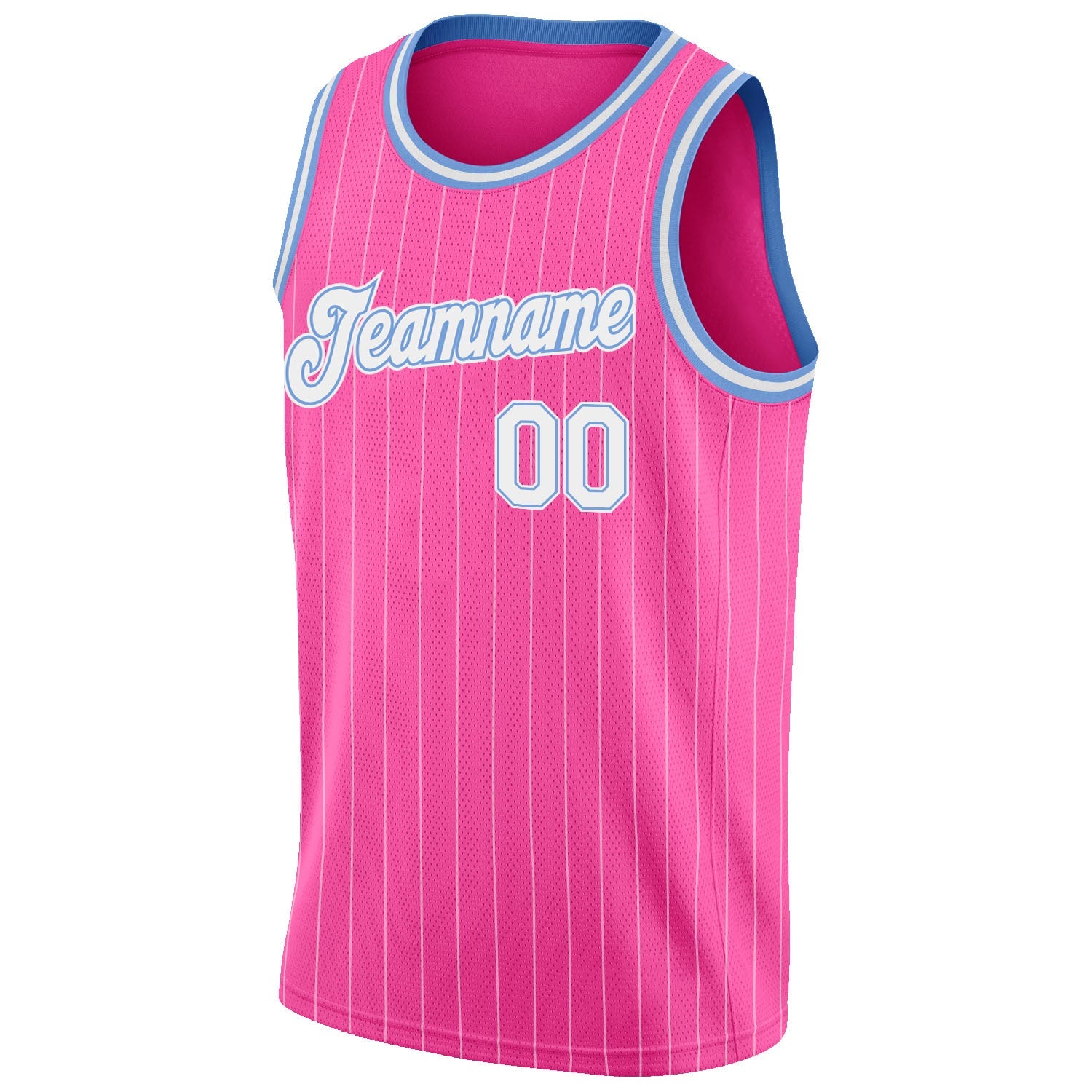 Custom Pink White Pinstripe White-Light Blue Authentic Basketball Jersey - Sky-Custom