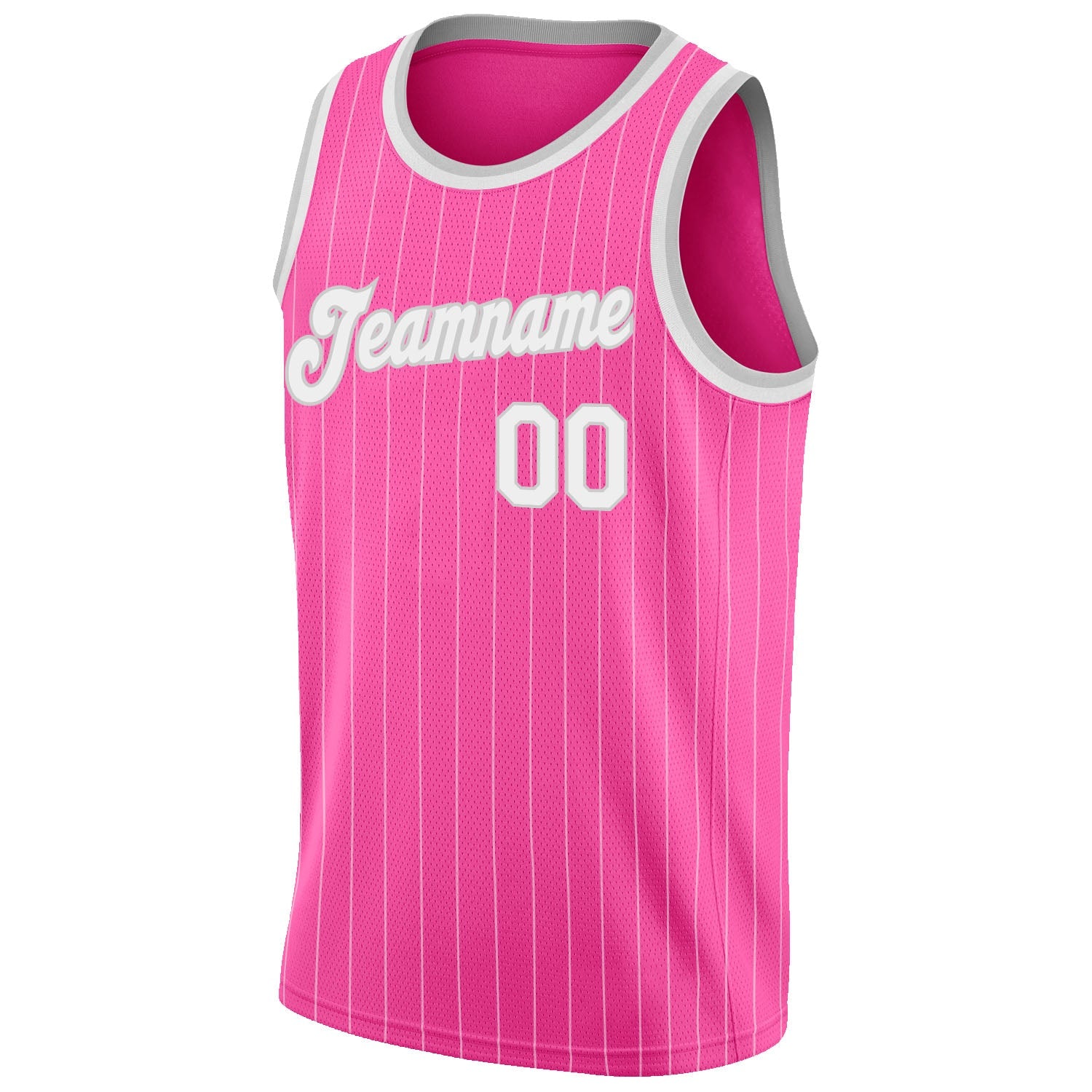 Custom Pink White Pinstripe White-Gray Authentic Basketball Jersey - Sky-Custom