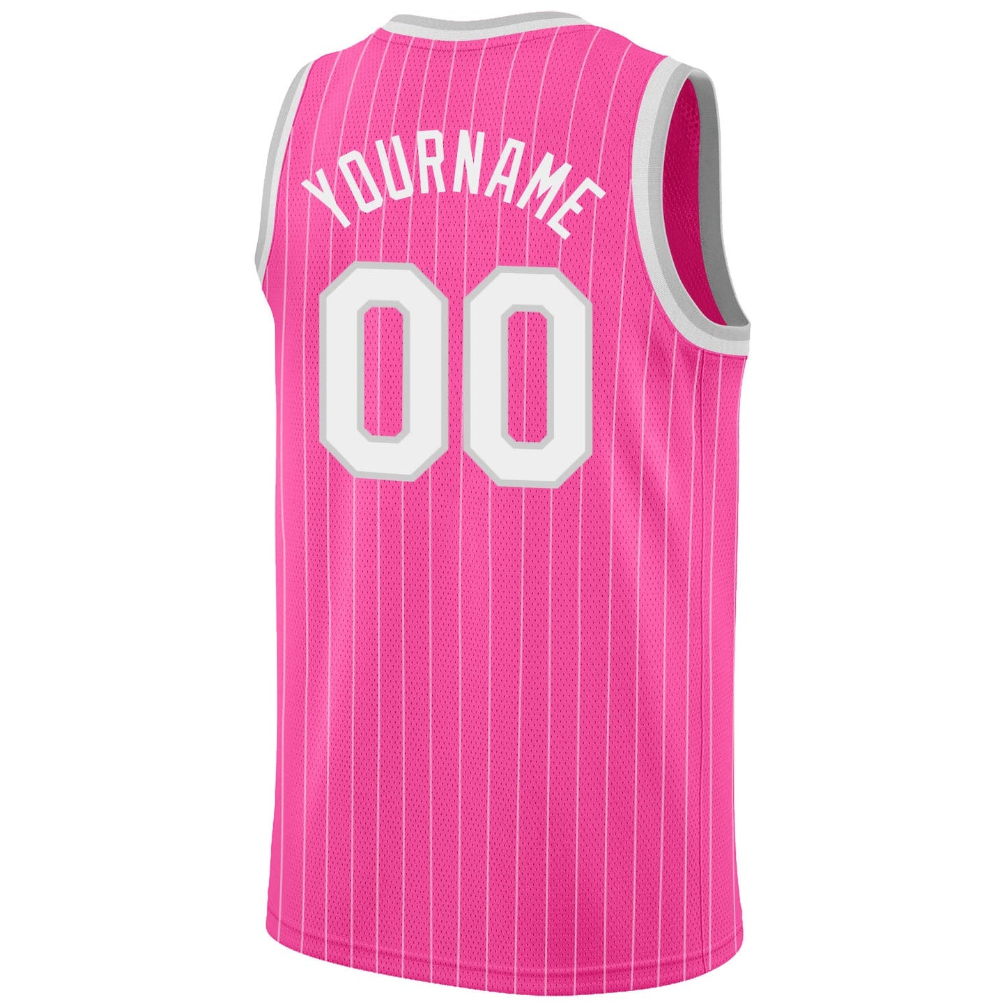 Custom Pink White Pinstripe White-Gray Authentic Basketball Jersey - Sky-Custom