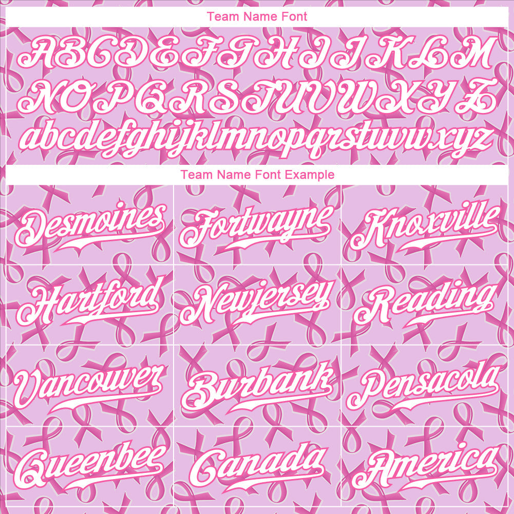 Custom Pink White 3D Pattern Design Breast Cancer Authentic Baseball Jersey - Sky-Custom