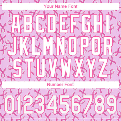 Custom Pink White 3D Pattern Design Breast Cancer Authentic Baseball Jersey - Sky-Custom