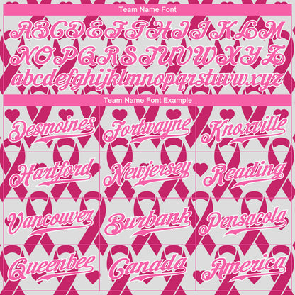 Custom Pink Pink-White 3D Pattern Design Breast Cancer Authentic Baseball Jersey - Sky-Custom