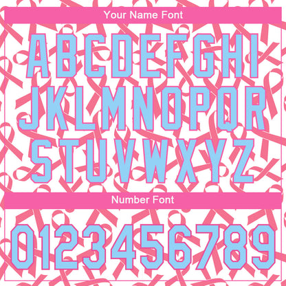 Custom Pink Light Blue-Pink 3D Pattern Design Breast Cancer Authentic Baseball Jersey - Sky-Custom