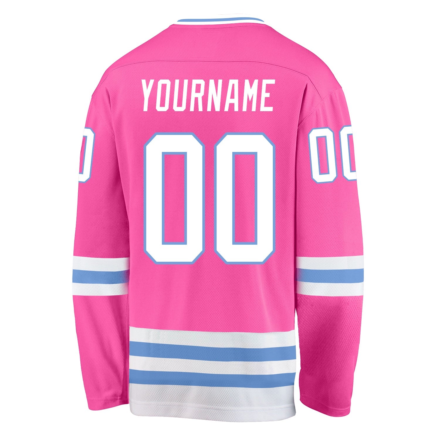 Custom Pink White-Light Blue Hockey Jersey - Sky-Custom