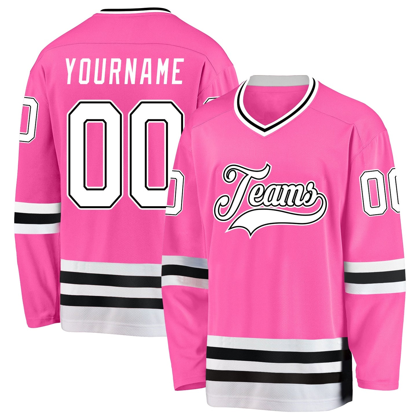 Custom Pink White-Black Hockey Jersey - Sky-Custom
