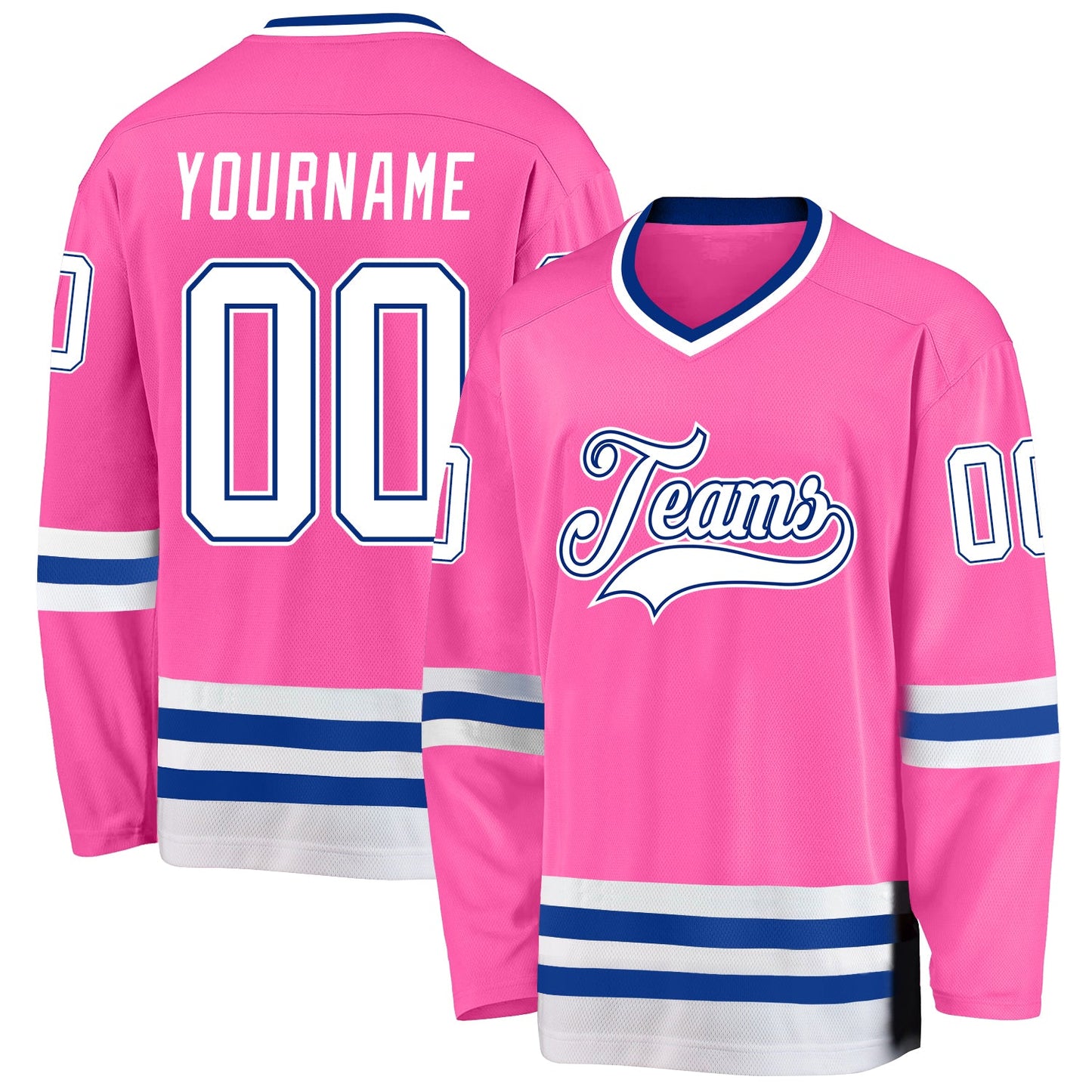 Custom Pink White-Royal Hockey Jersey - Sky-Custom
