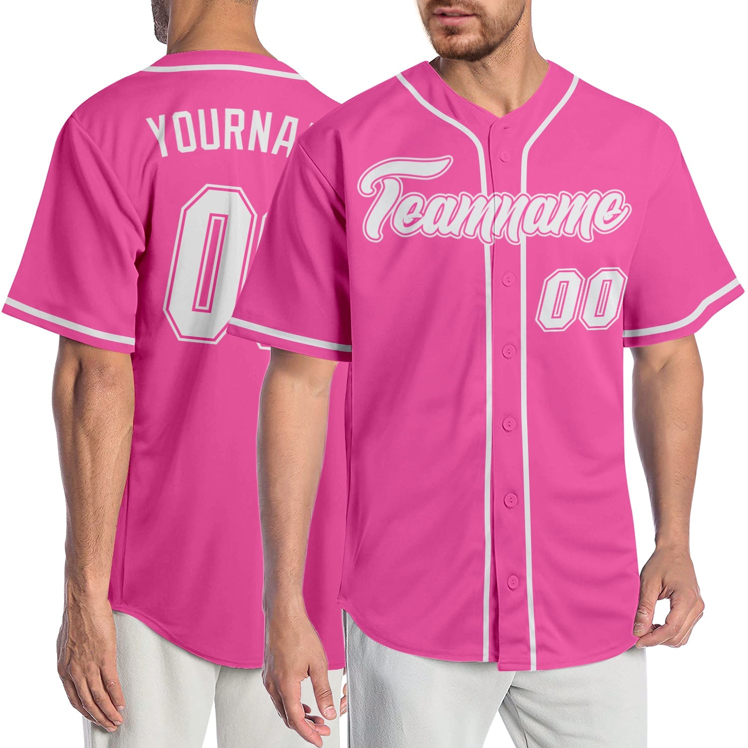 Custom Pink White Authentic Baseball Jersey - Sky-Custom