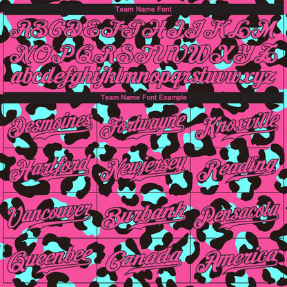 Custom Pink Pink-Black 3D Pattern Design Leopard Authentic Baseball Jersey - Sky-Custom