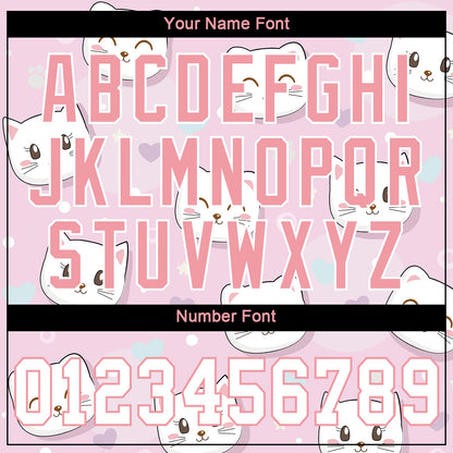 Custom Light Pink White-Light Pink 3D Pattern Design Cats Authentic Baseball Jersey - Sky-Custom