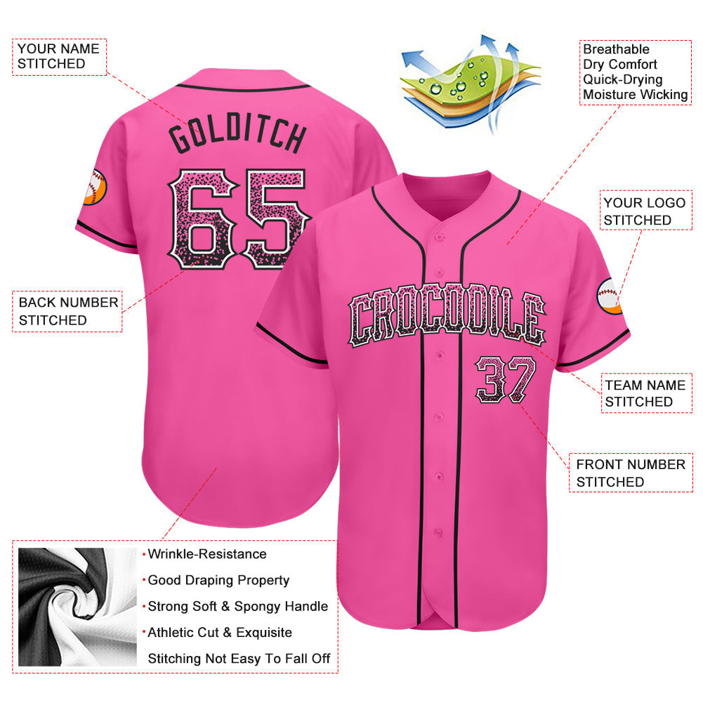 Custom Pink Black-White Authentic Drift Fashion Baseball Jersey - Sky-Custom