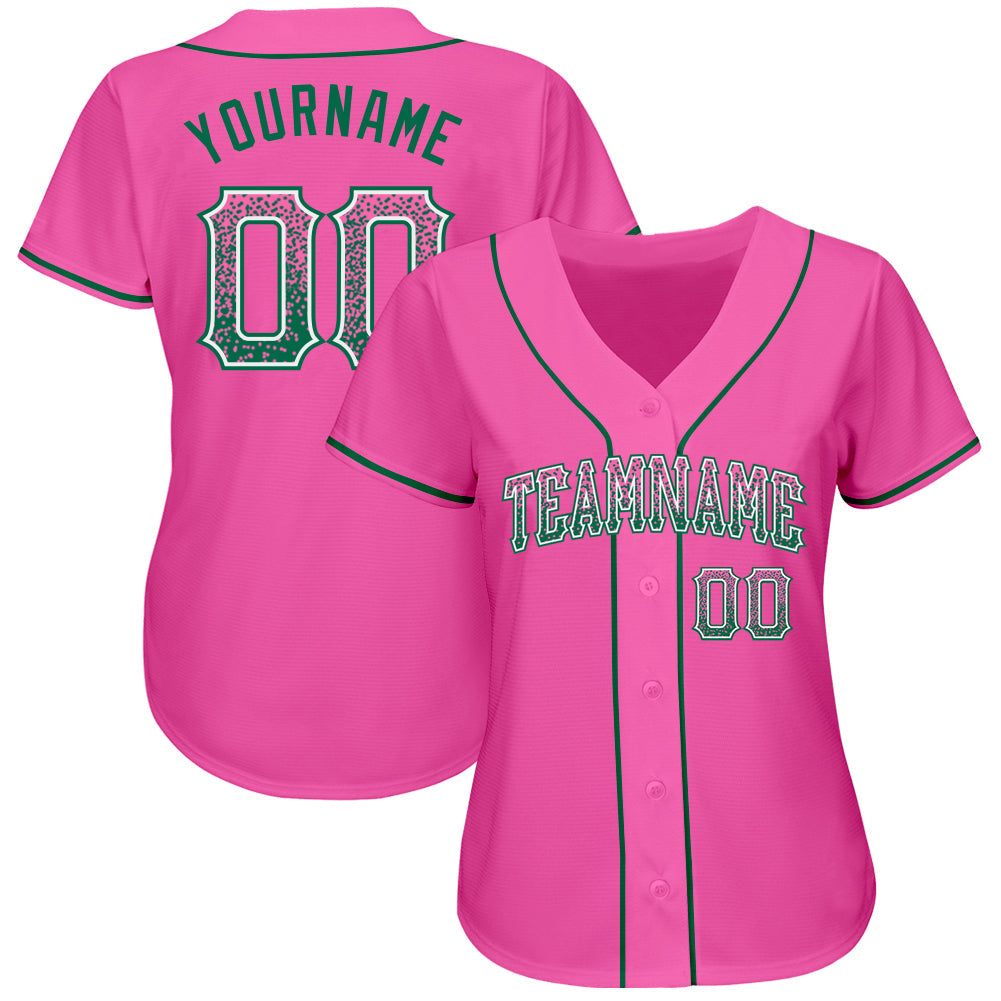 Custom Pink Kelly Green-White Authentic Drift Fashion Baseball Jersey - Sky-Custom